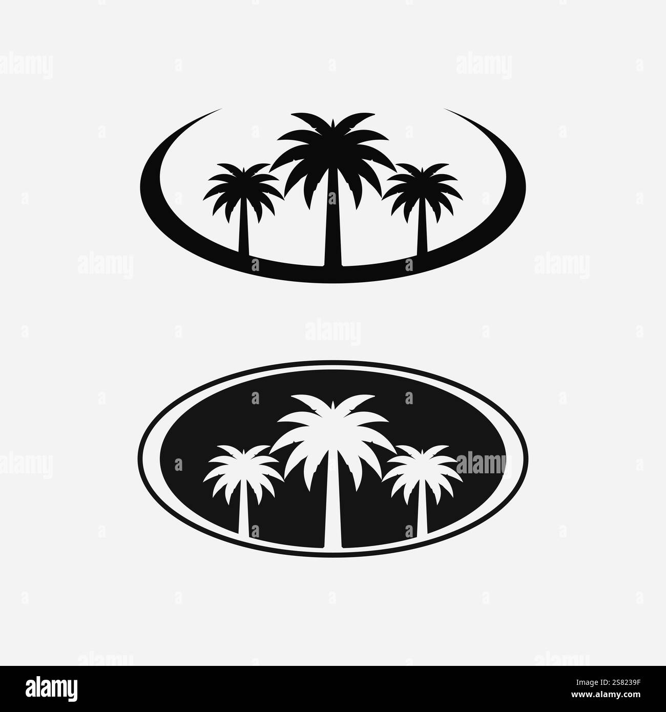 Palm Tree Beach Vintage Icon. Stock Vector