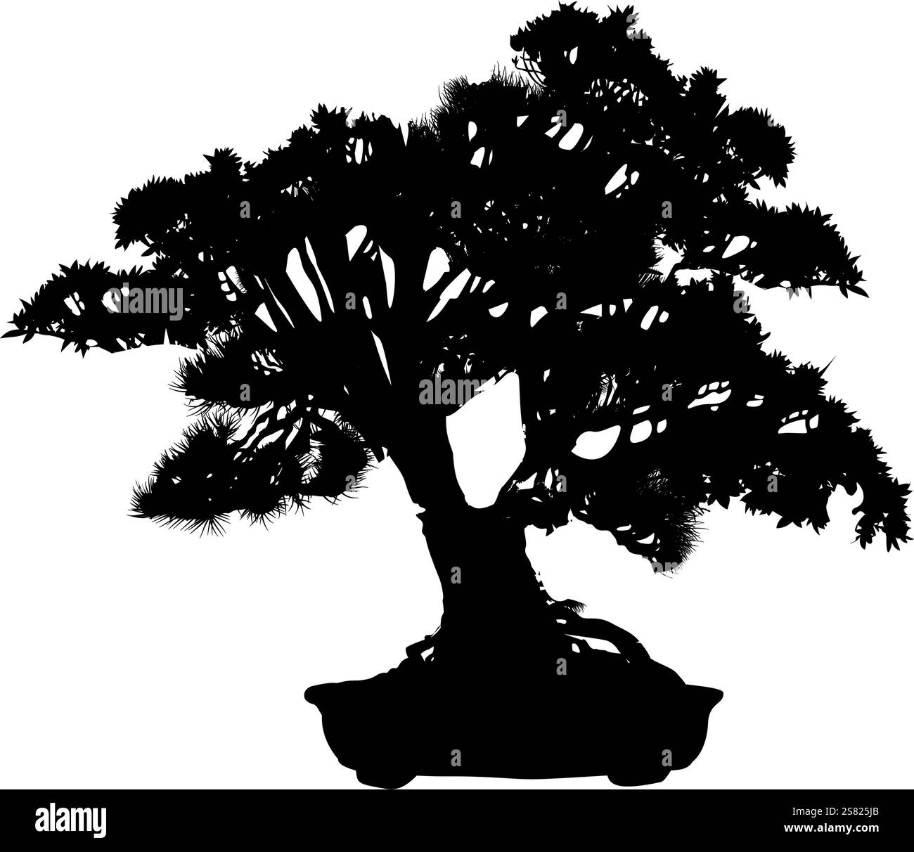 pine tree silhouettes, silhouette of bonsai tree Stock Vector Image ...