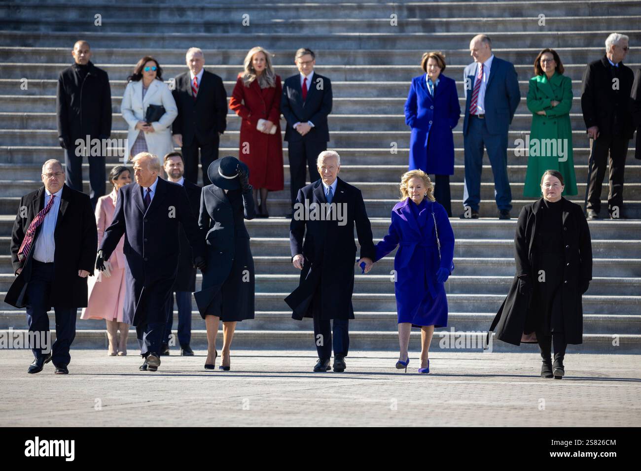 From left in front, President Donald Trump, First Lady Melania Trump