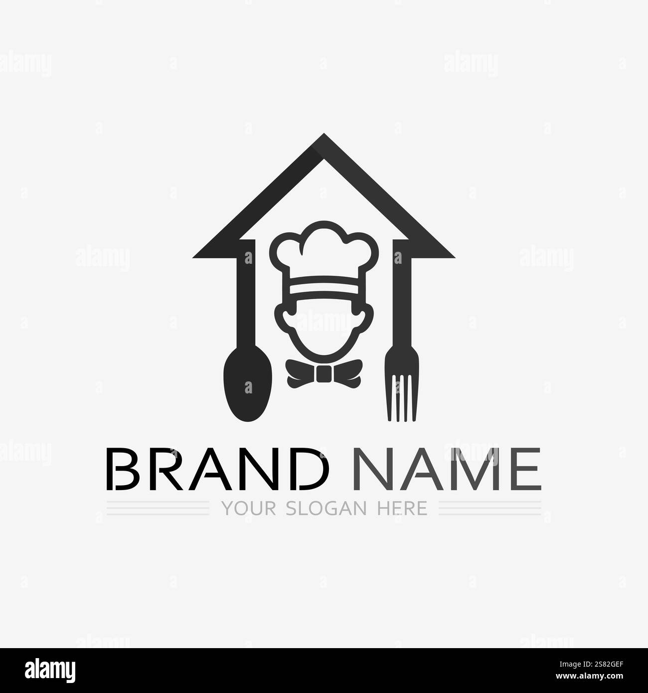 KITCHEN AND CHEF LOGO FOOD ICON RESTO AND CAFE DESIGN VECTOR Stock ...