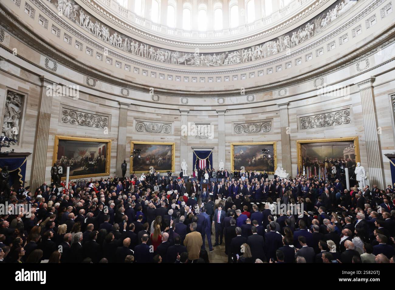 People attend the presidential inauguration of Donald Trump in the