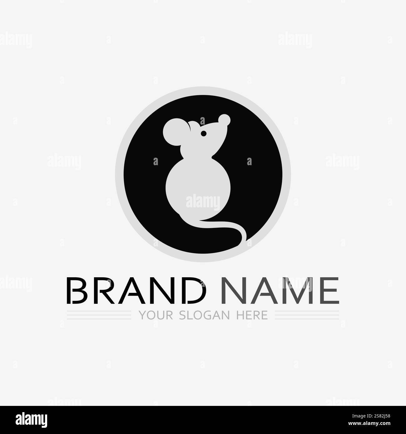 Mouse logo and animal vector design illustration Stock Vector