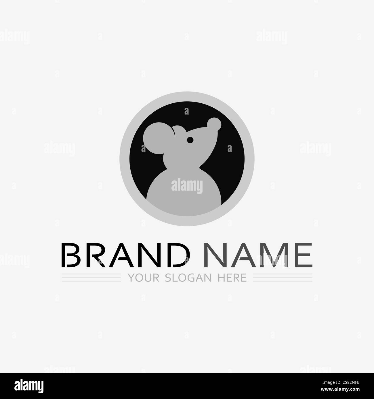 Mouse logo and animal vector design illustration Stock Vector
