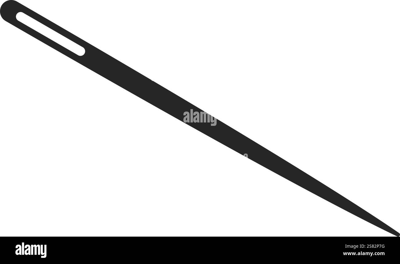 Straight sewing needle silhouette icon vector graphic Stock Vector