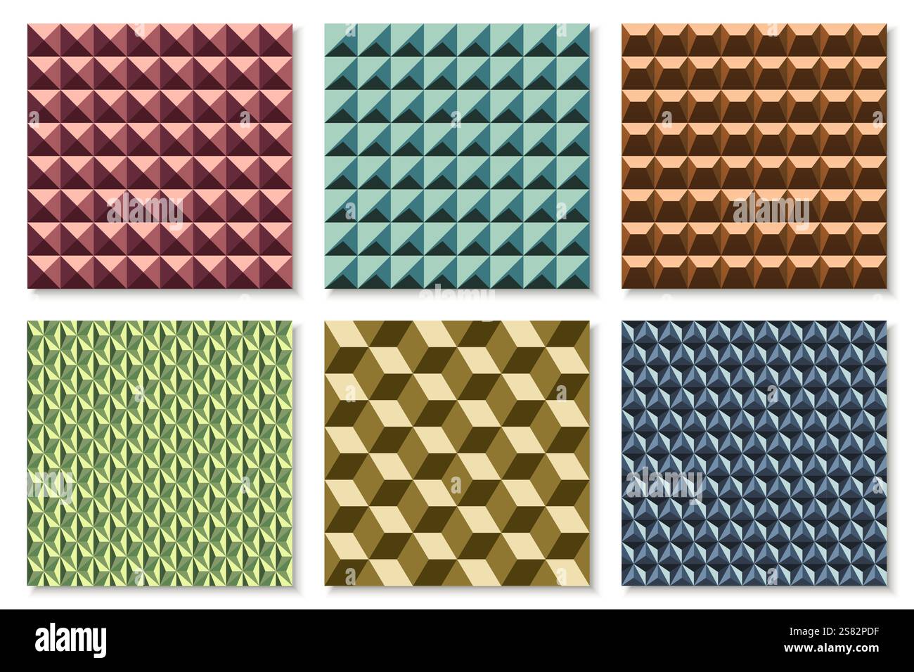 Collection of color seamless geometric 3d decorative textures ...