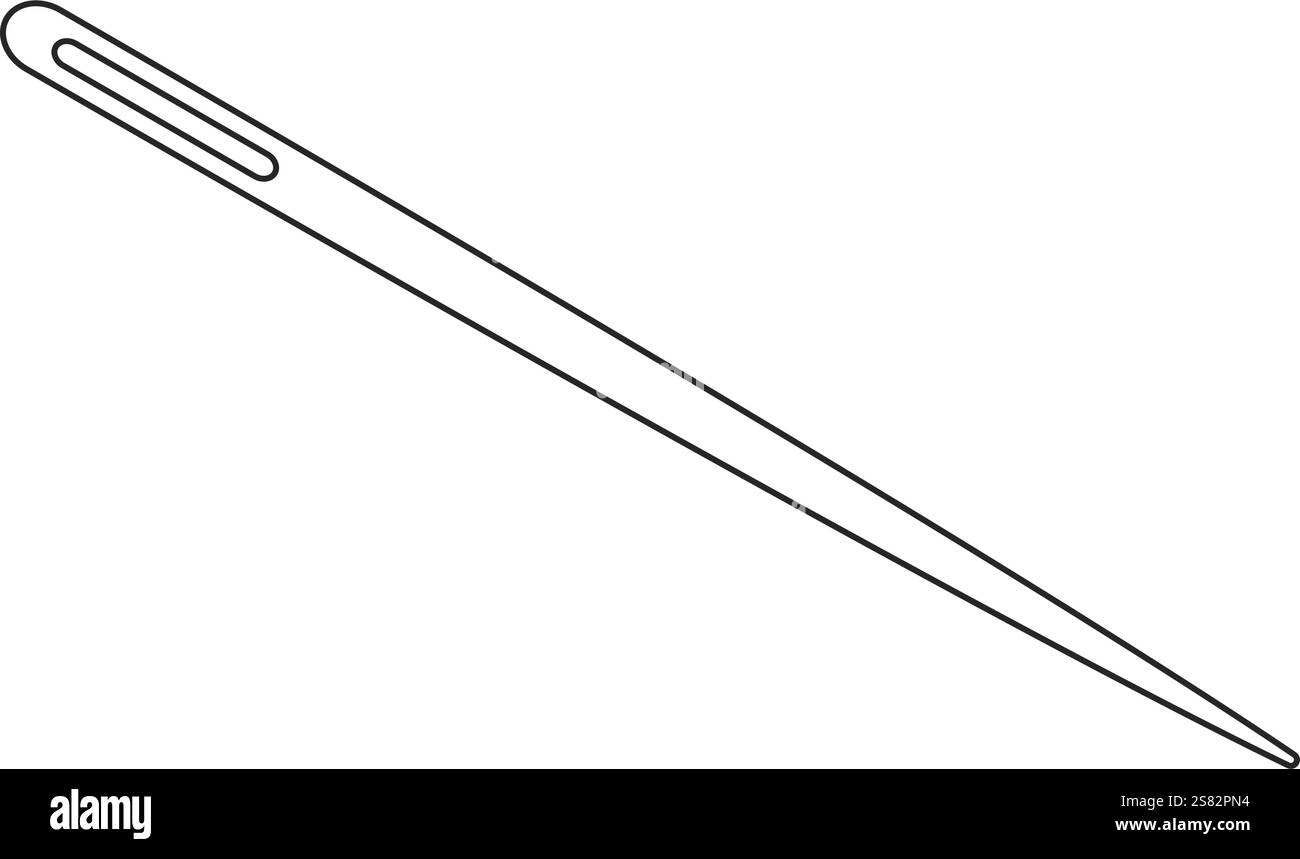 Straight sewing needle line art icon vector graphic Stock Vector