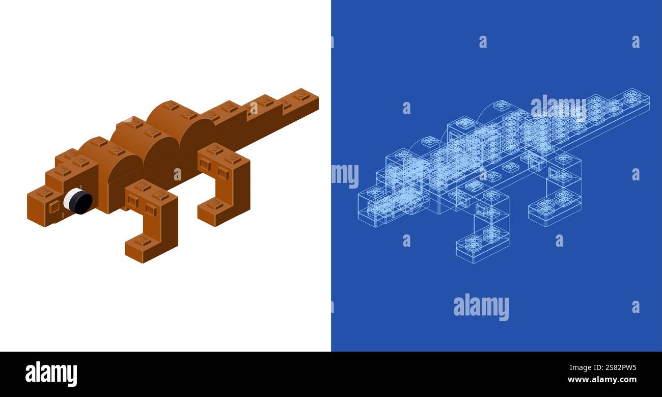 Cube Volume Lizard Math Project Lizard blueprint project idea and implementation. Vector illustration ...