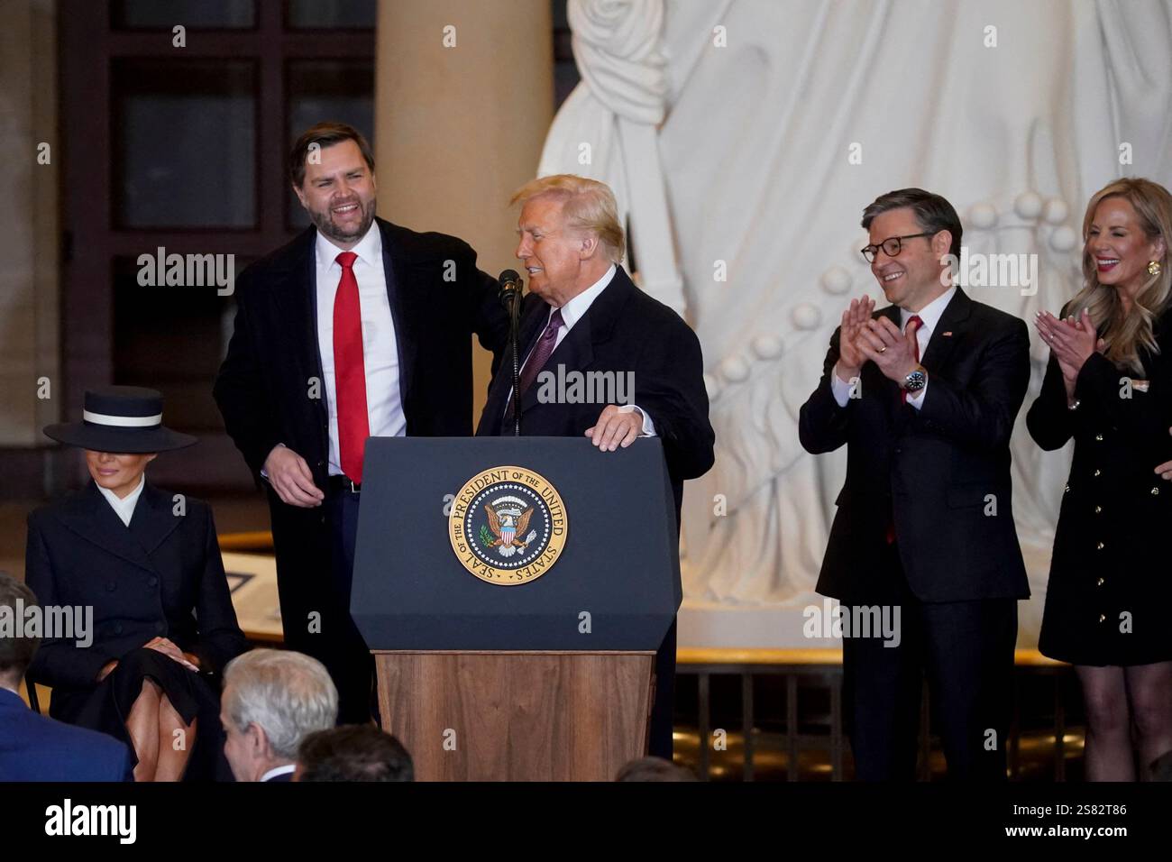 US First Lady Melania Trump, from left, Vice President JD Vance ...