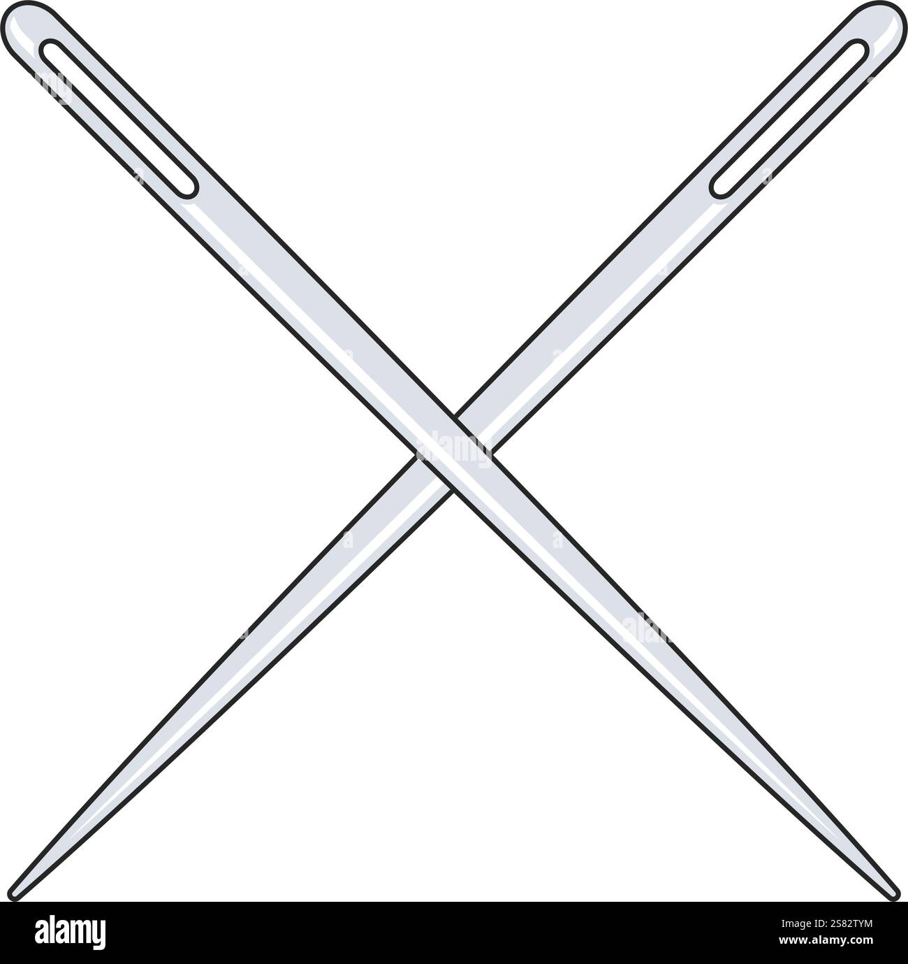 Two straight sewing needles crossed over icon vector Stock Vector