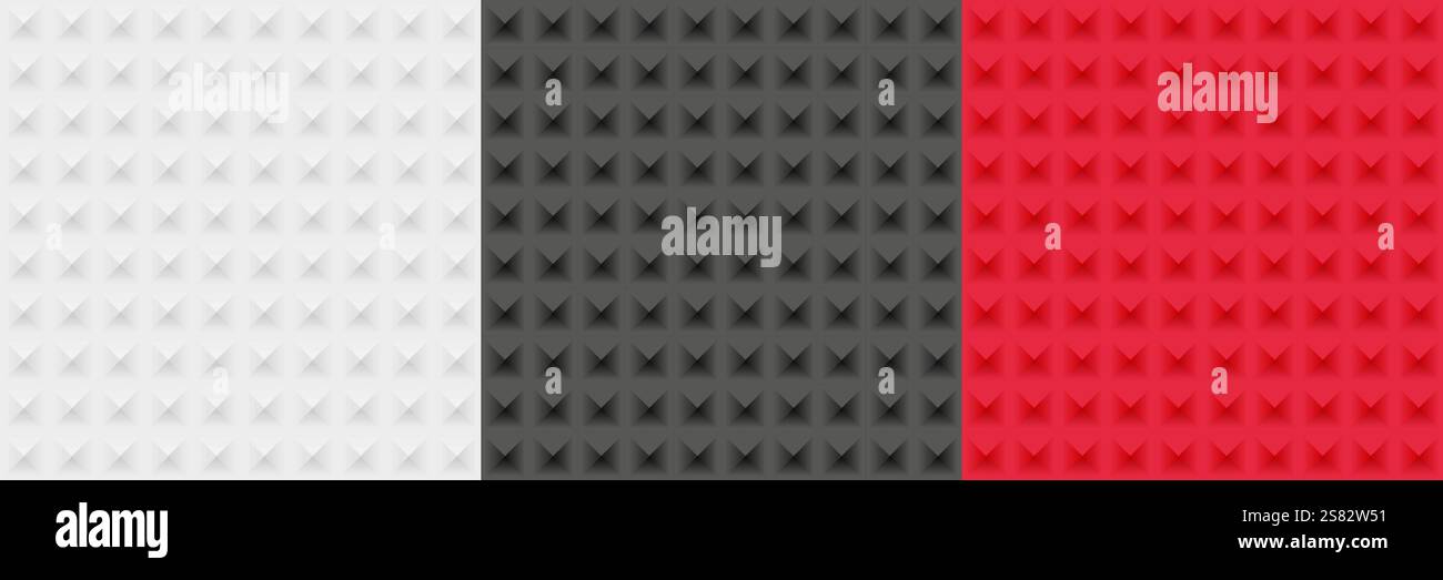 White, black and red 3D background set Stock Vector