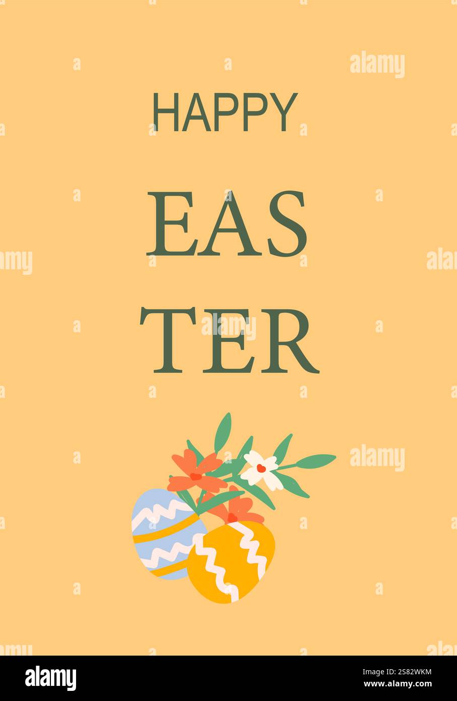 Happy easter celebration design with decorative eggs. Stock Vector