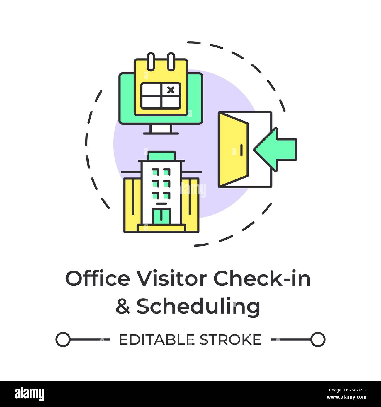 Office visitor check in and scheduling multi color concept icon Stock Vector