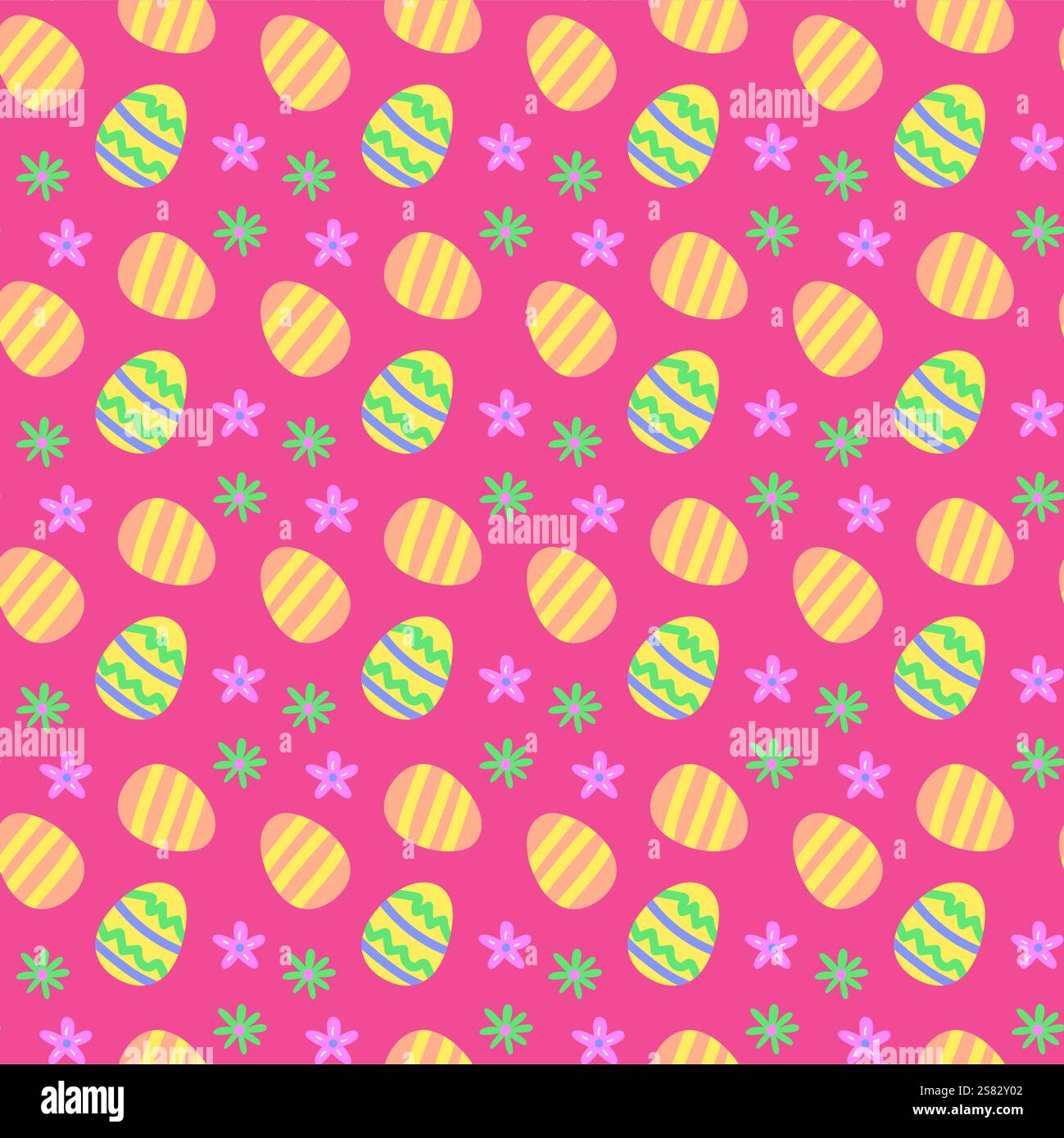 Colorful easter egg and flower pattern for festive spring designs. Stock Vector