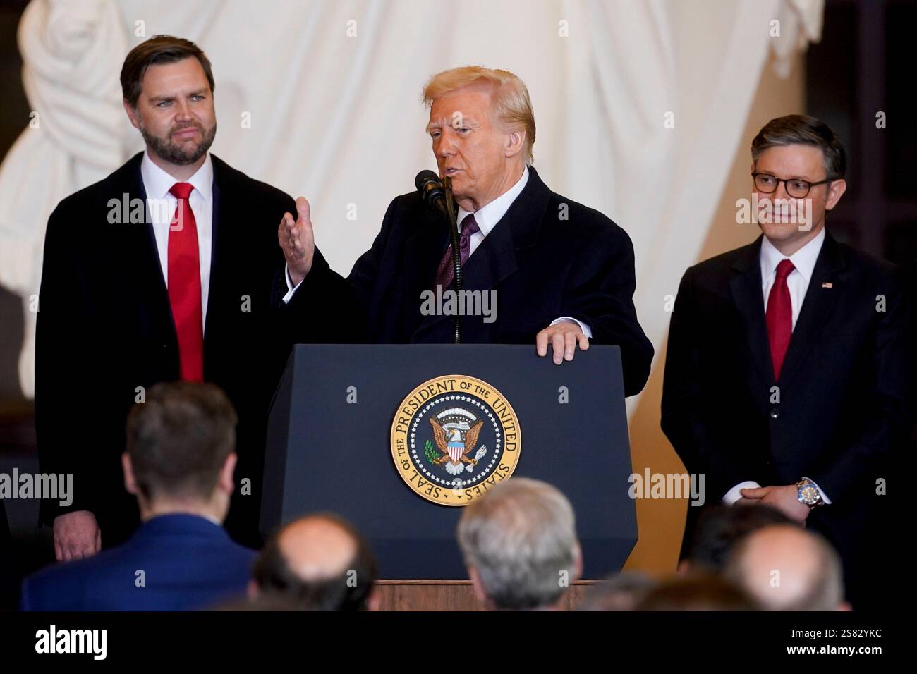 US Vice President JD Vance, from left, President Donald Trump, and US ...