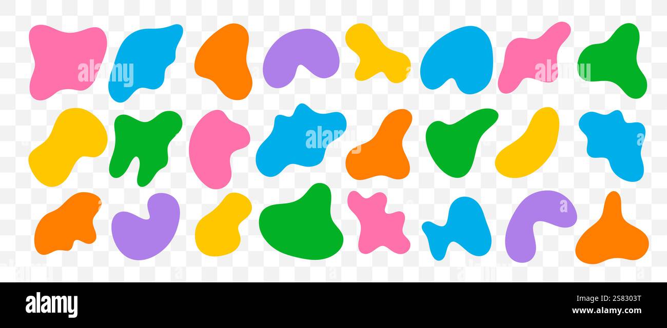 Freeform set. Abstract irregular random blobs. Modern forms for design and print. Vector illustrations isolated on transparent background Stock Vector