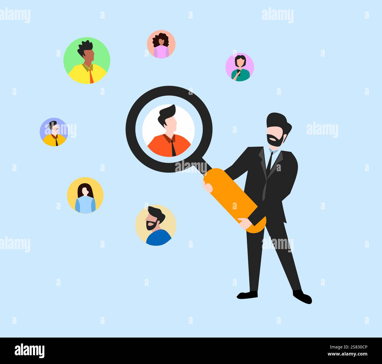 Business vector illustration art networking with blue background Stock Vector