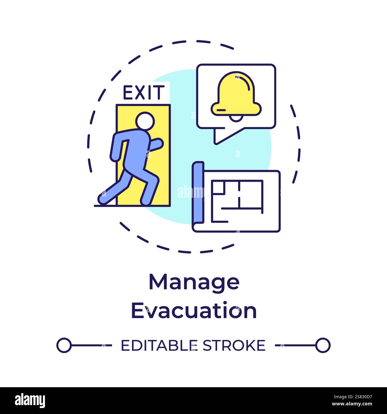 Manage evacuation multi color concept icon Stock Vector