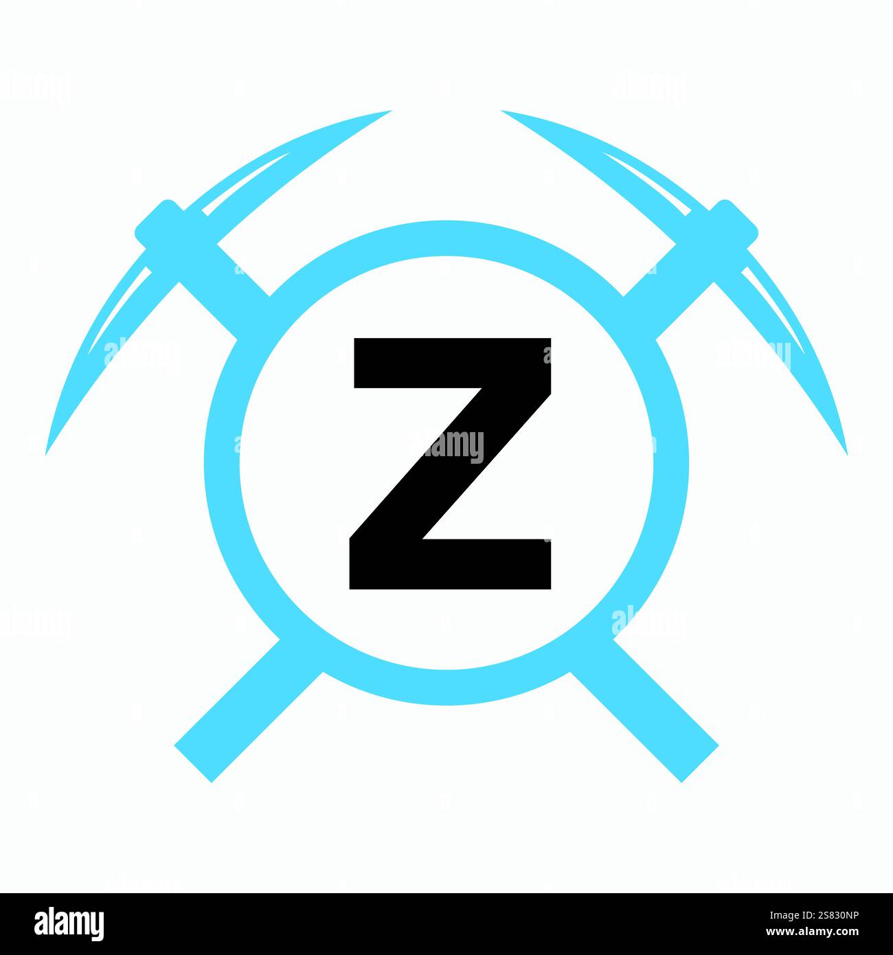 Initial Letter Z Mining Logo Combine With Pickaxe Symbol Vector Template Stock Vector