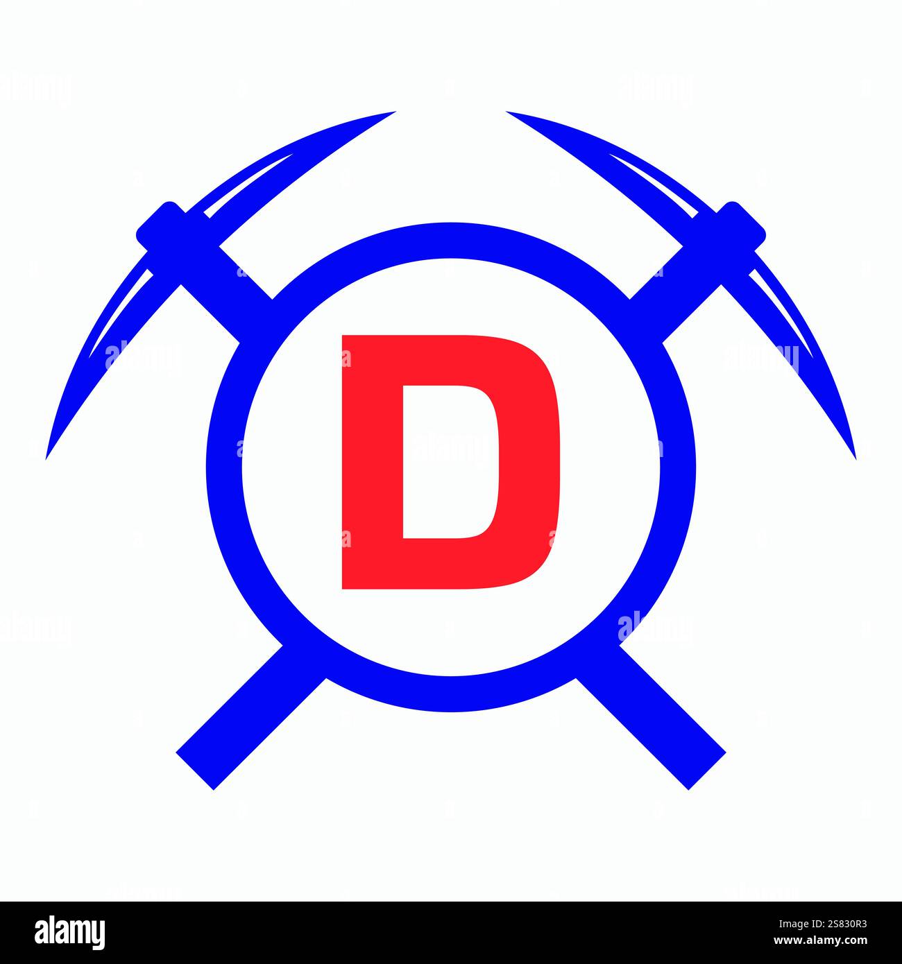 Initial Letter D Mining Logo Combine With Pickaxe Symbol Vector Template Stock Vector