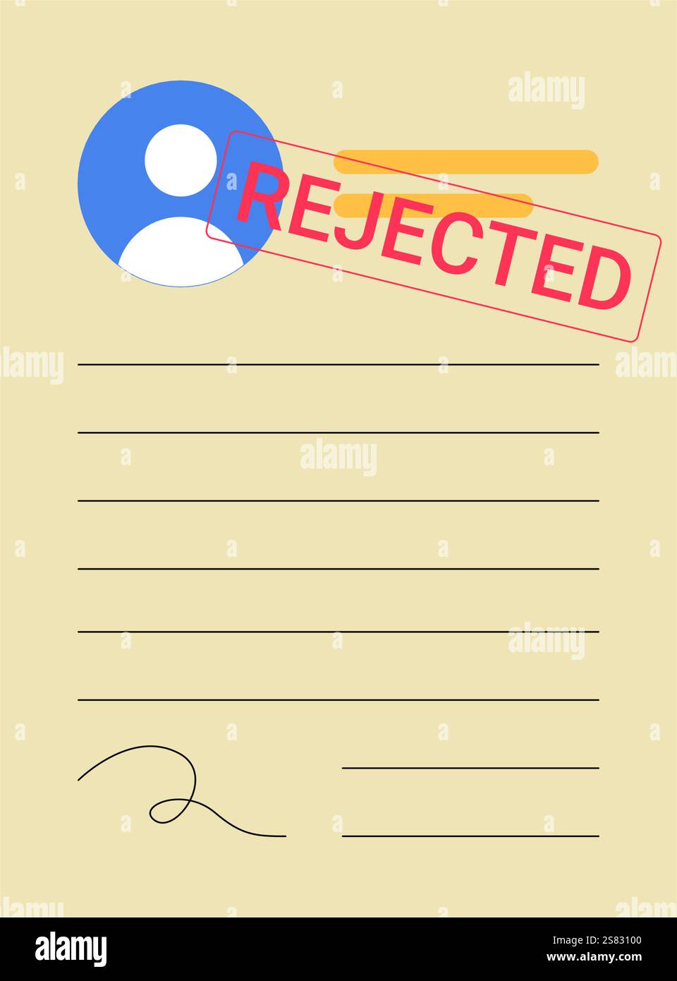 Rejected Job Application Form In Flat Vector Illustration Symbolizing Career Challenges And Rejected Job Application Form In Flat Vector Illustration Symbolizing Career Challenges And