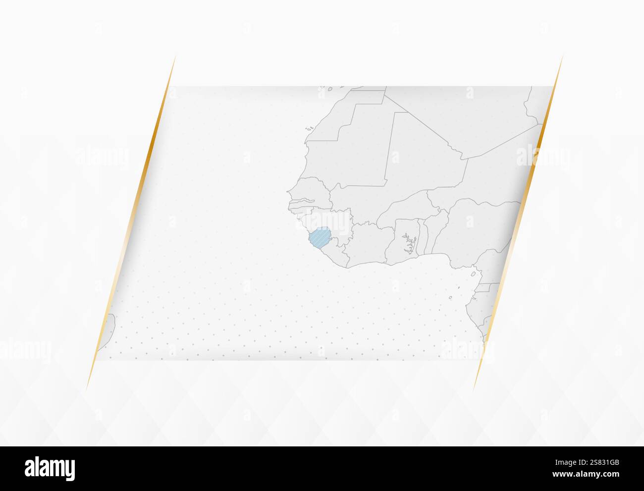 Sierra Leone Map in Blue with Gold Framed Accents. Modern Vector Map of ...