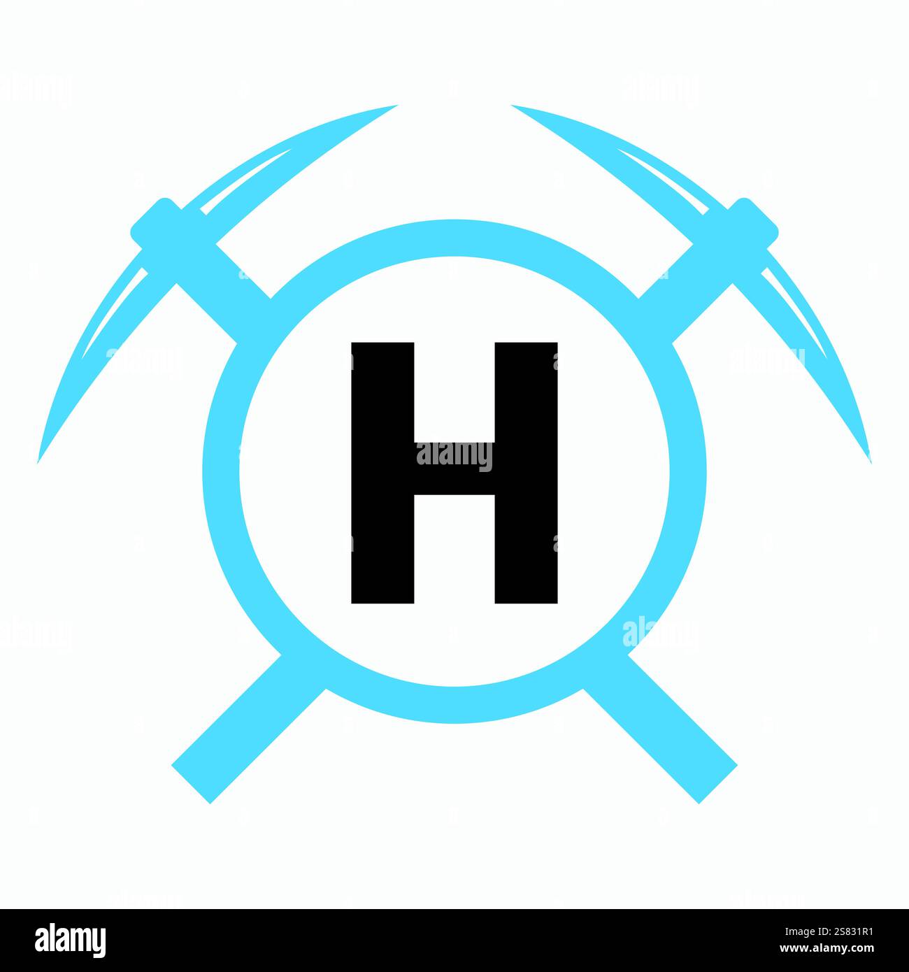 Initial Letter H Mining Logo Combine With Pickaxe Symbol Vector Template Stock Vector