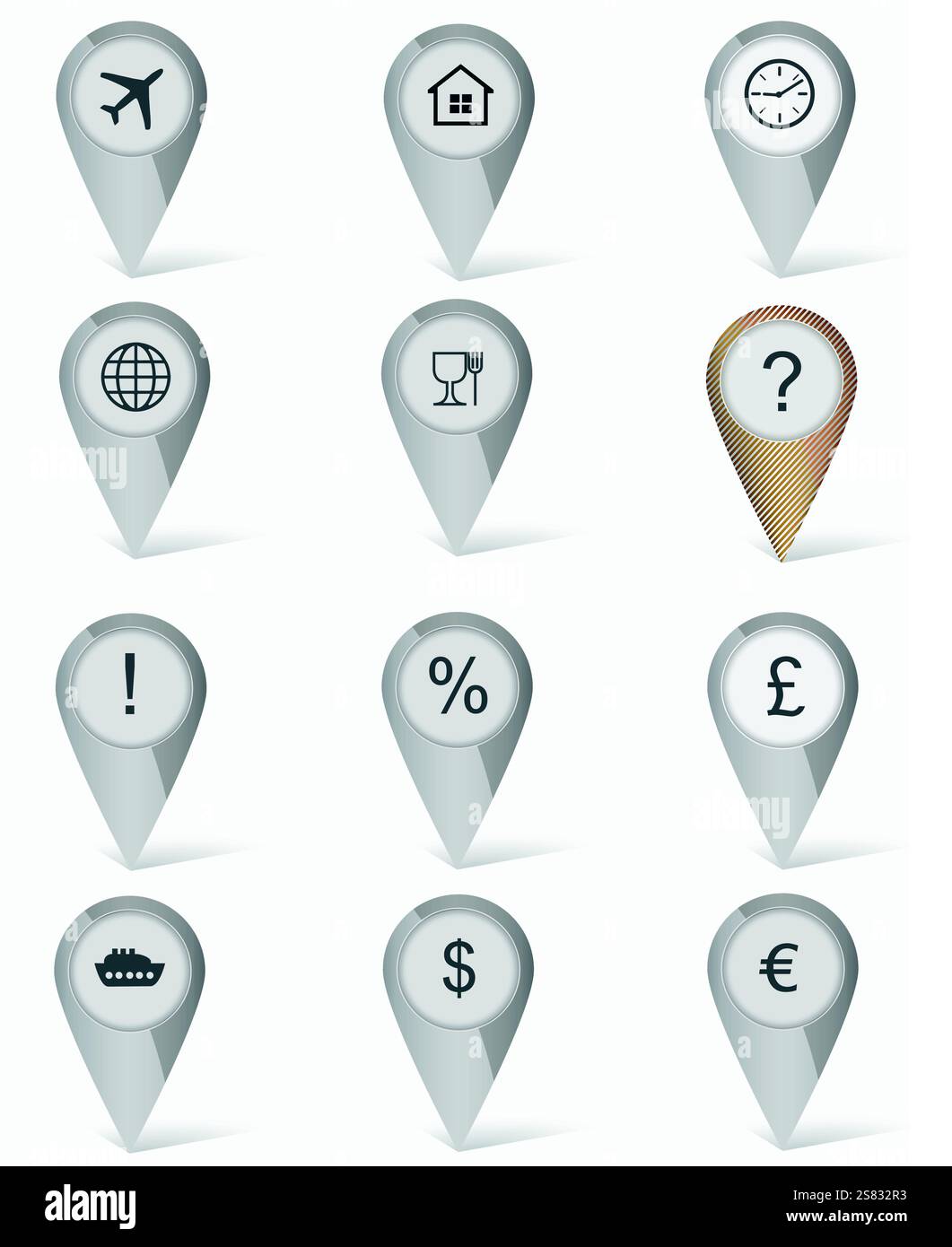 Set of markers with icons. Map pins Stock Vector Image & Art - Alamy