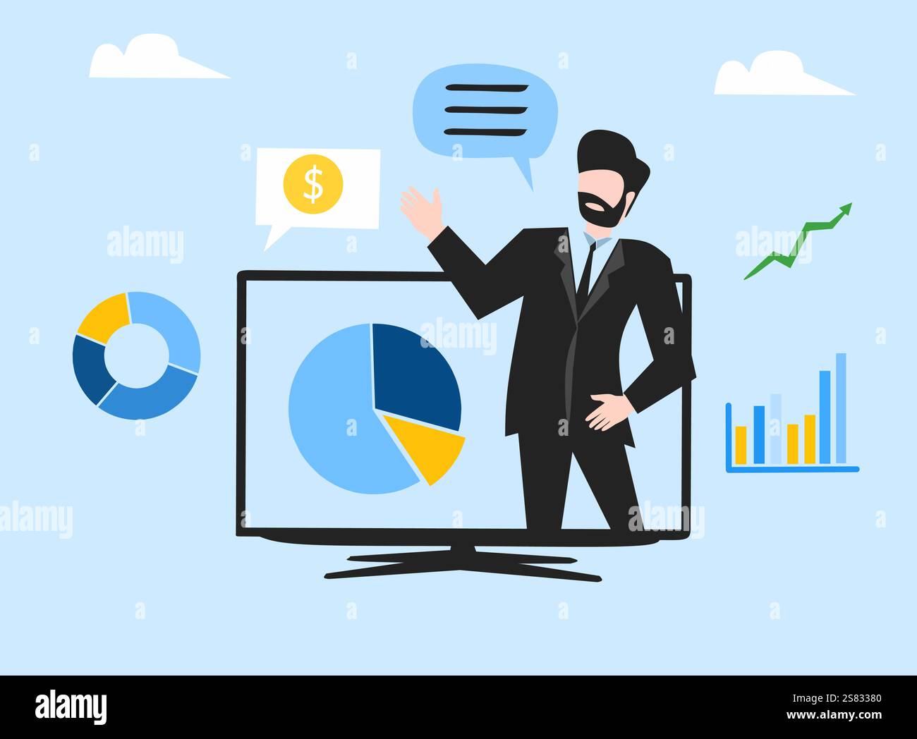 Business vector illustration art networking with blue background Stock Vector
