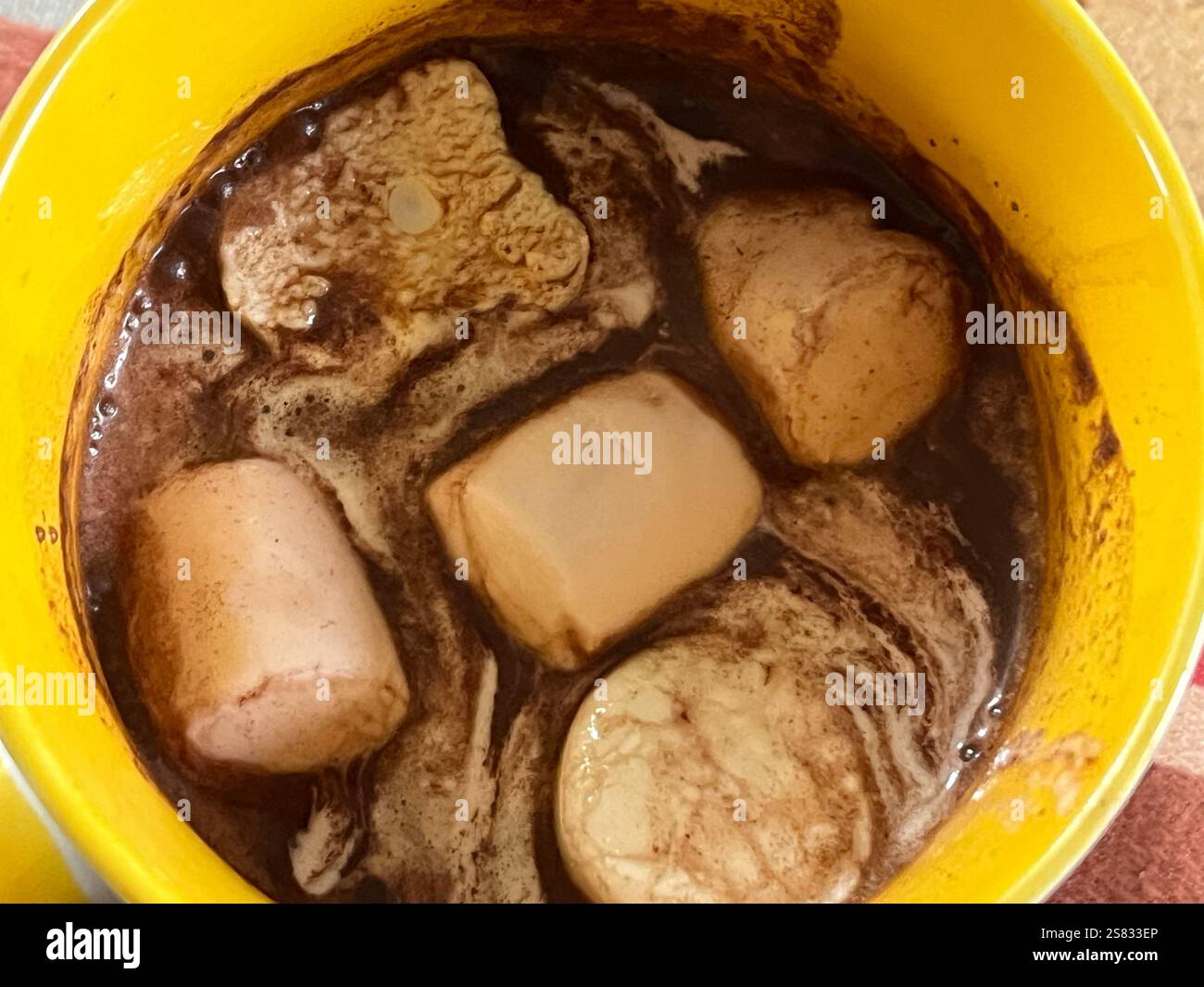 Marshmallows melting in Hot Chocolate - Smartphone Captured Stock Image