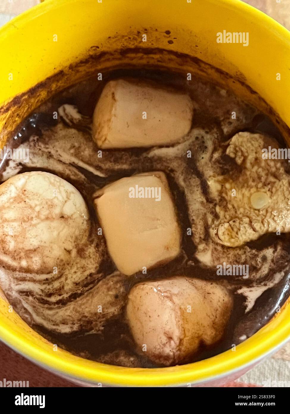 Marshmallows melting in Hot Chocolate - Smartphone Captured Stock Image