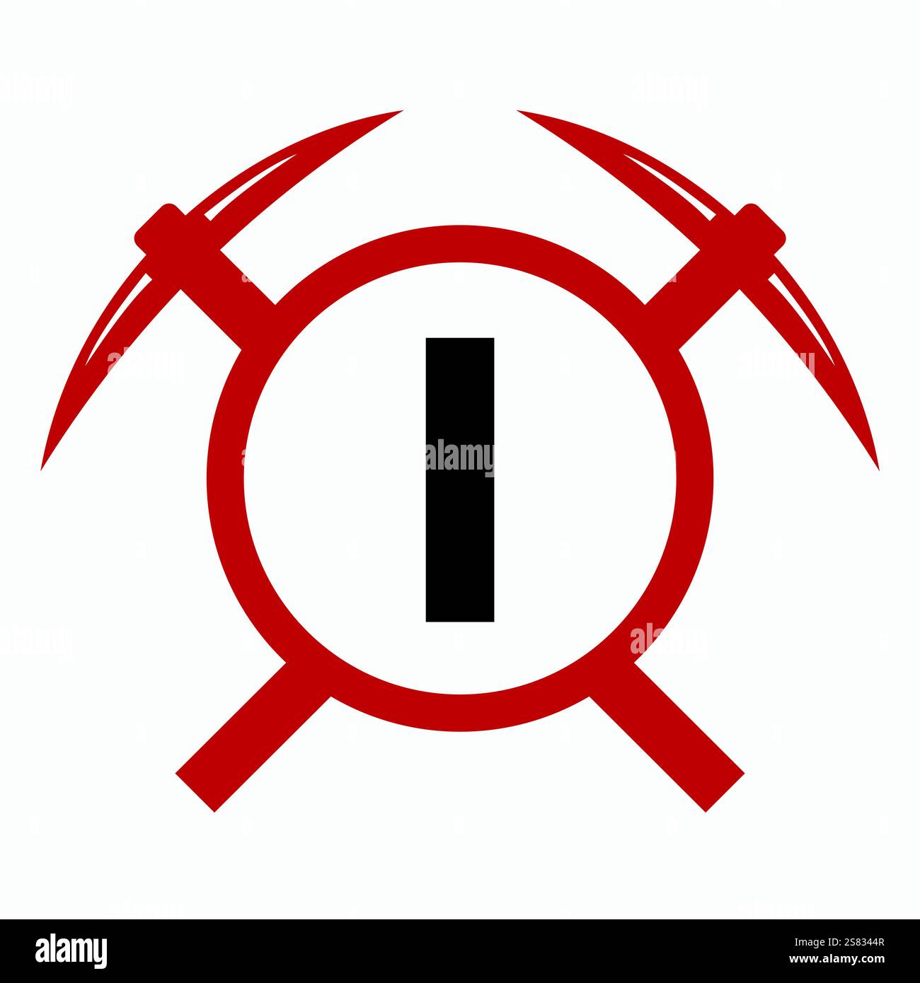 Initial Letter I Mining Logo Combine With Pickaxe Symbol Vector Template Stock Vector