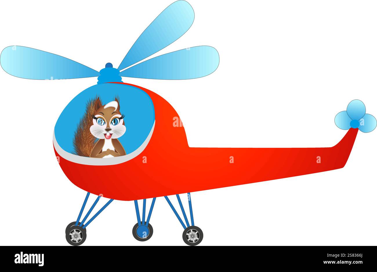 Squirrel flying on a helicopter. Stock Vector