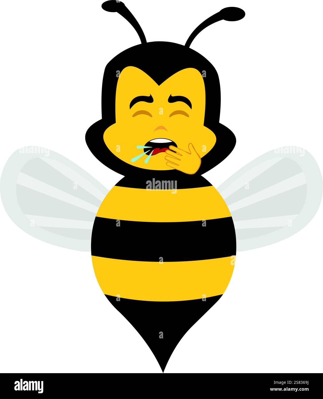 vector illustration character bee insect cartoon coughing with your ...
