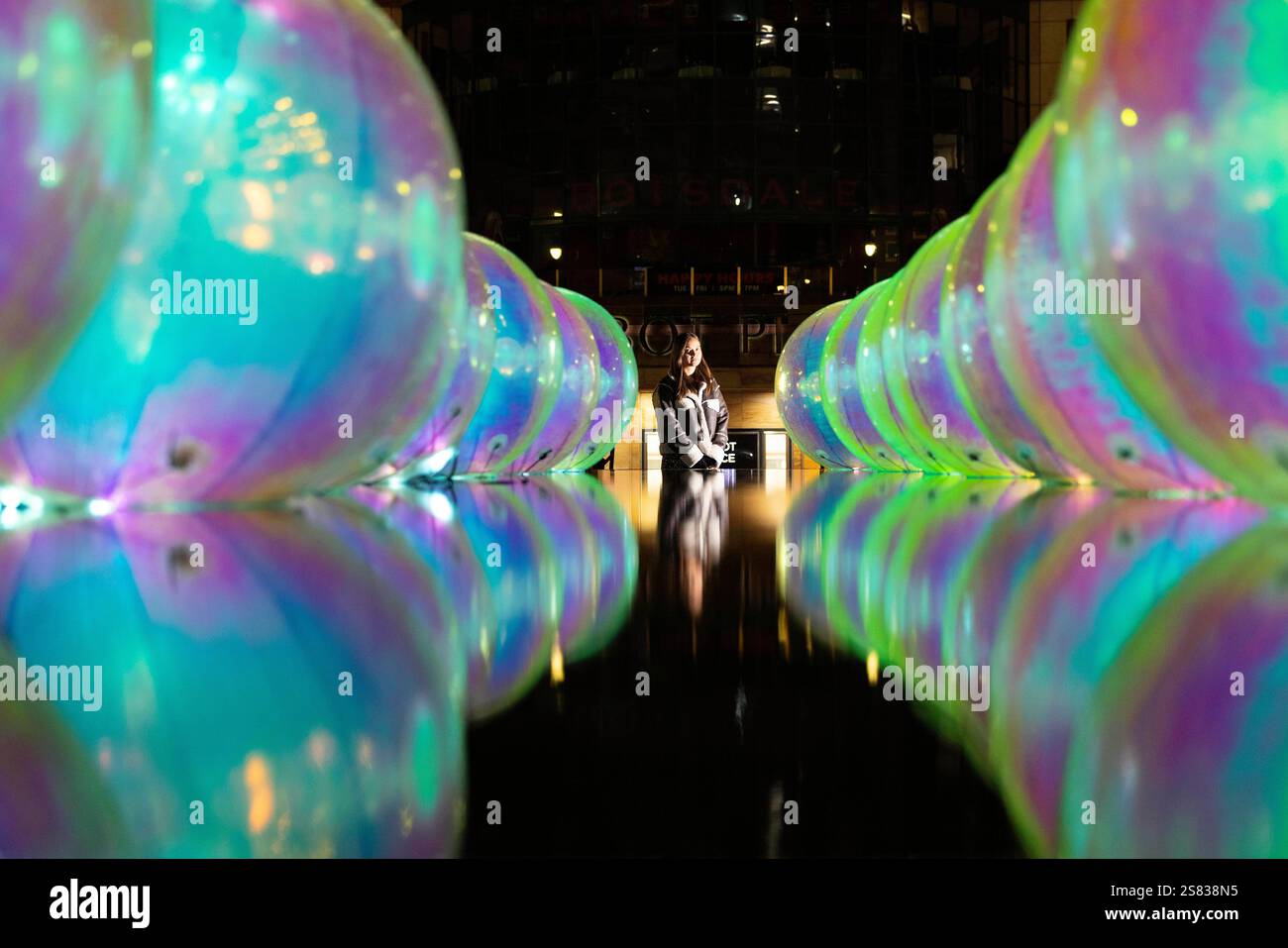 EDITORIAL USE ONLY Evanescent Droplets by Atelier Sisu on display at