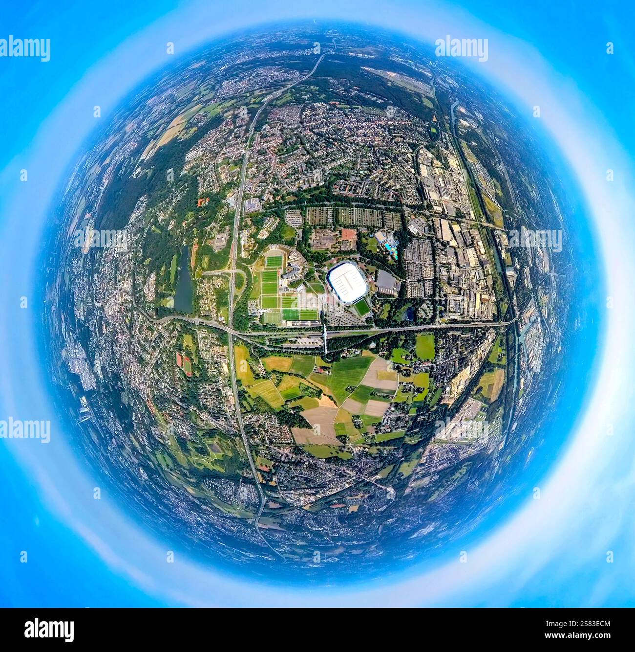 Aerial view, Berger Feld, soccer stadium Veltins-Arena Bundesliga ...