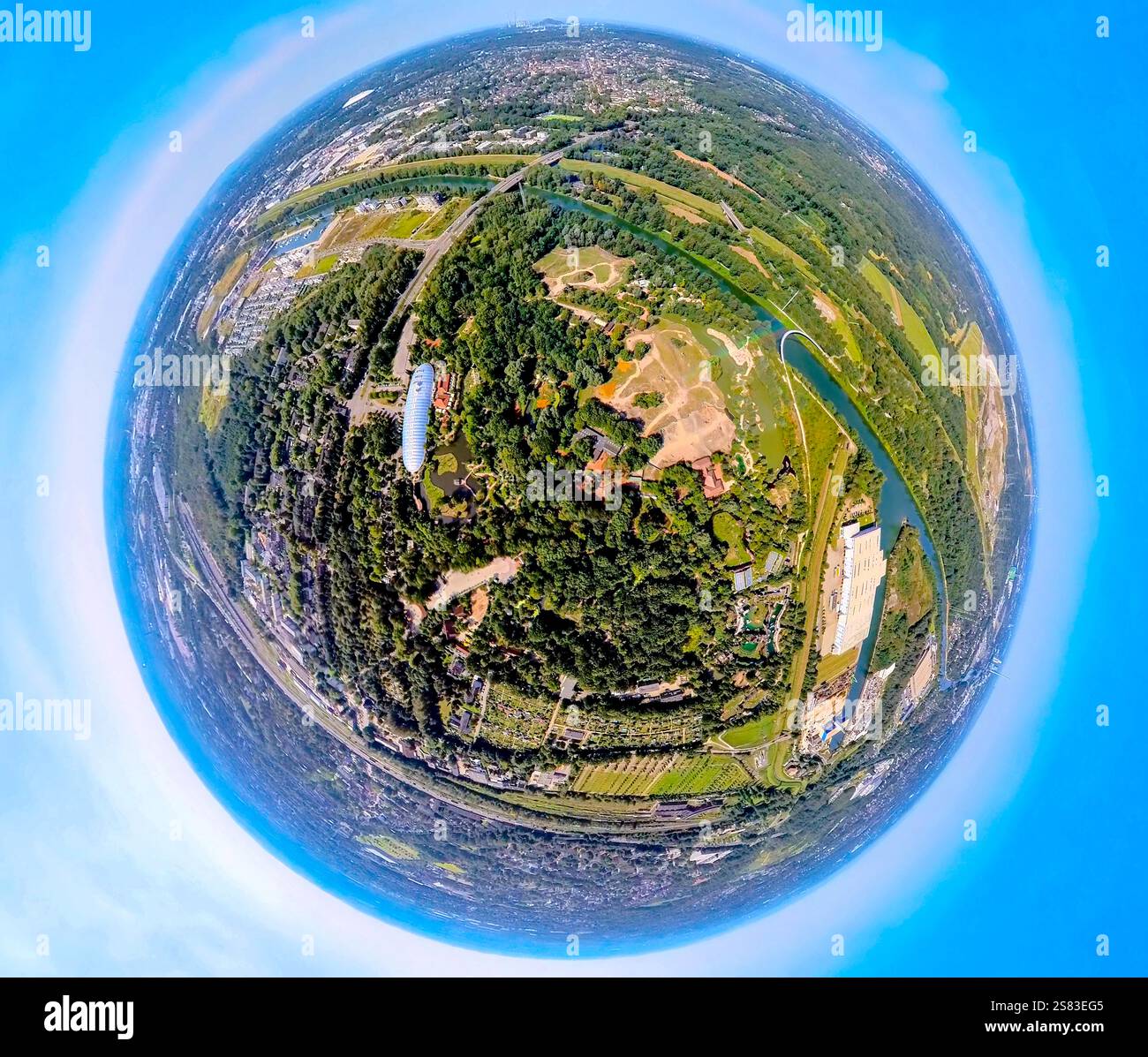 Aerial view, ZOOM Erlebniswelt Zoo, silver event hall Ryokan, federal ...