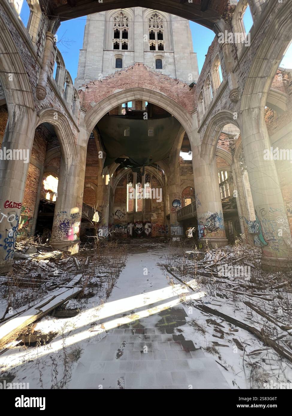 Abandoned Indiana City Methodist Church - Smartphone Captured Stock Image