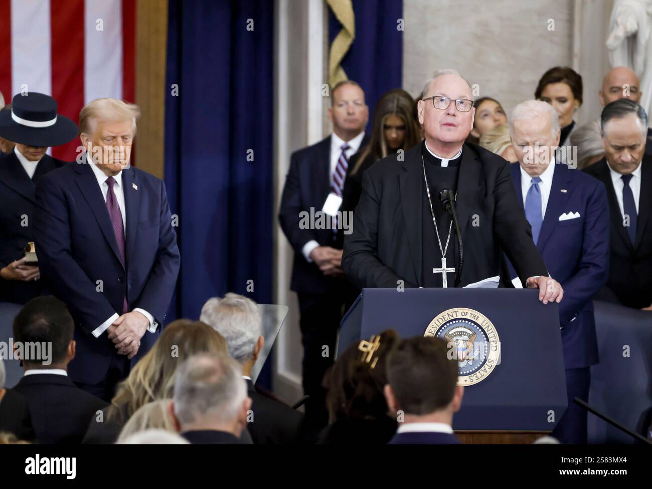 Washington, DC, USA. 20th Jan, 2025. Timothy Cardinal Dolan (3-R), the ...