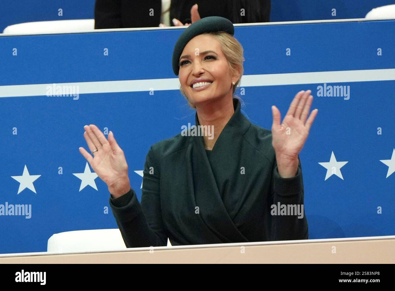 Ivanka Trump arrives at an indoor Presidential Inauguration parade