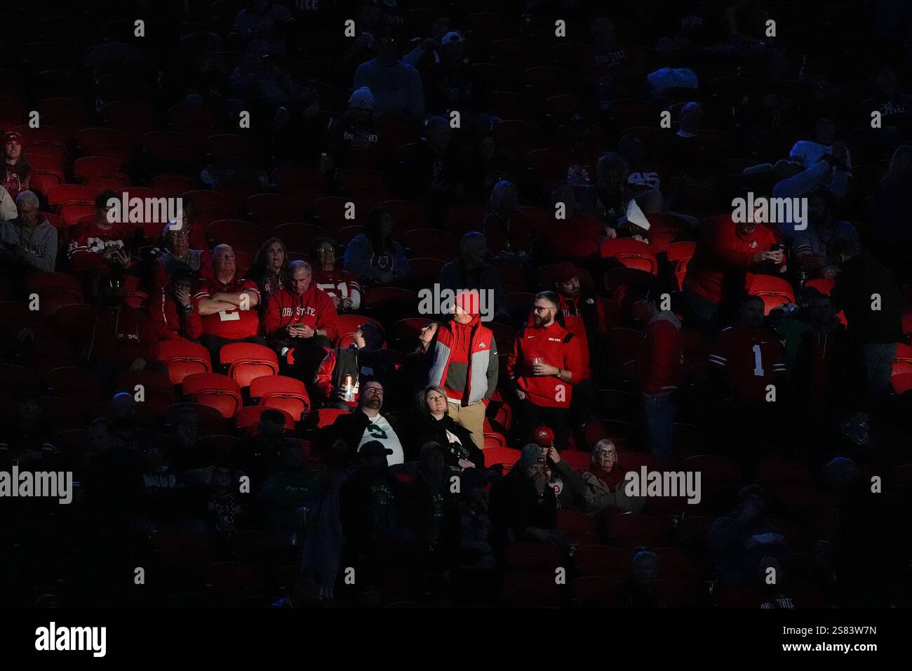 Fans wait for the start of the College Football Playoff national