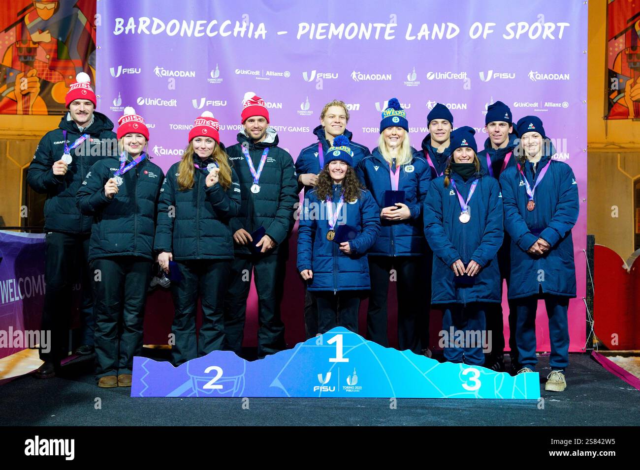 (LR) Switzerland team group, Sweden team group, France team group