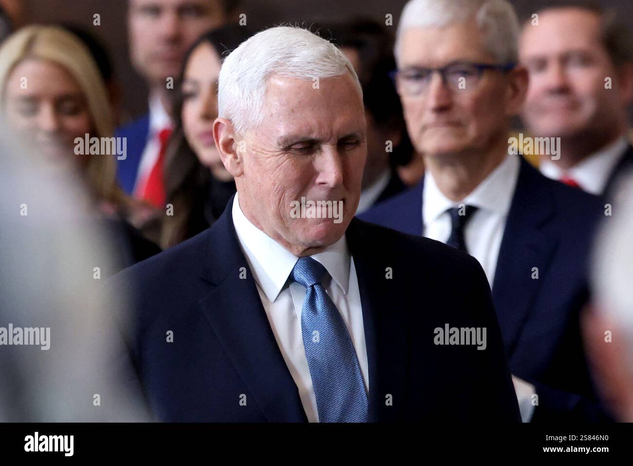 Mike Pence attends the presidential inauguration of Donald Trump at the