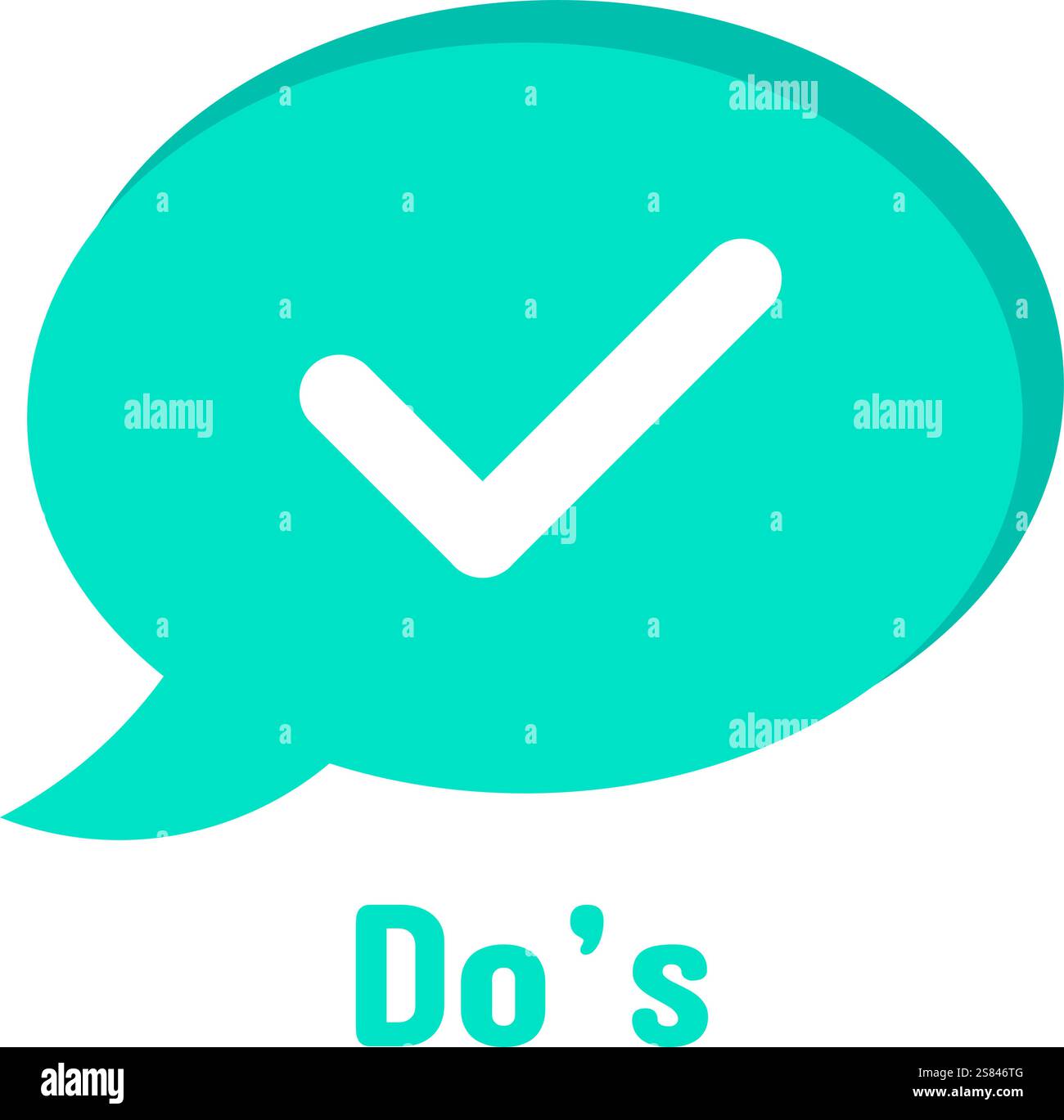 Turquoise speech bubble displaying white check mark symbolizing ...