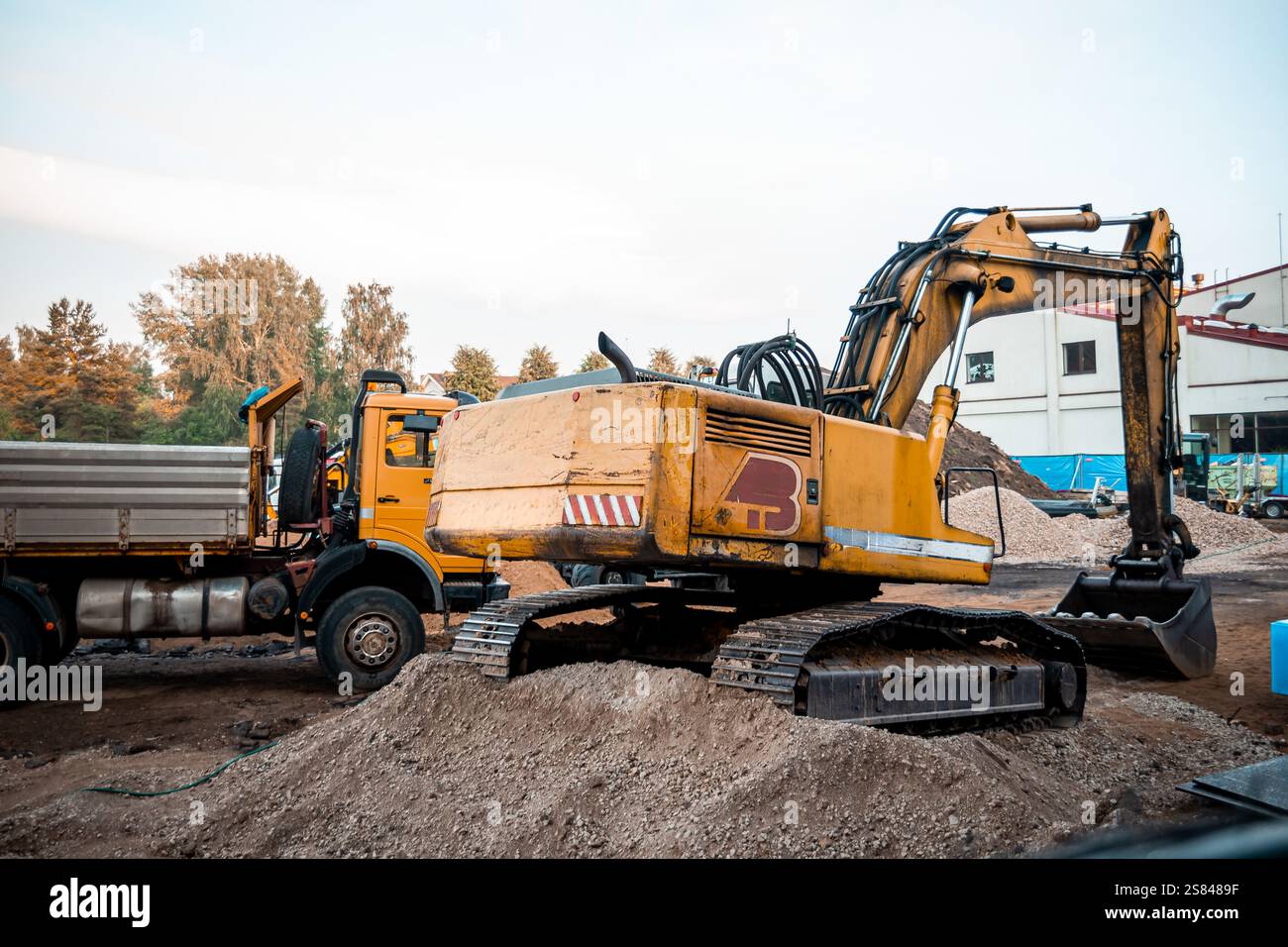 Truck loaded excavator project hi-res stock photography and images - Alamy