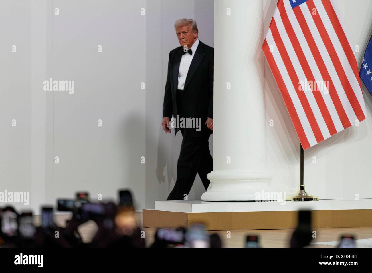 President Donald Trump arrives at the Commander in Chief Ball, part of