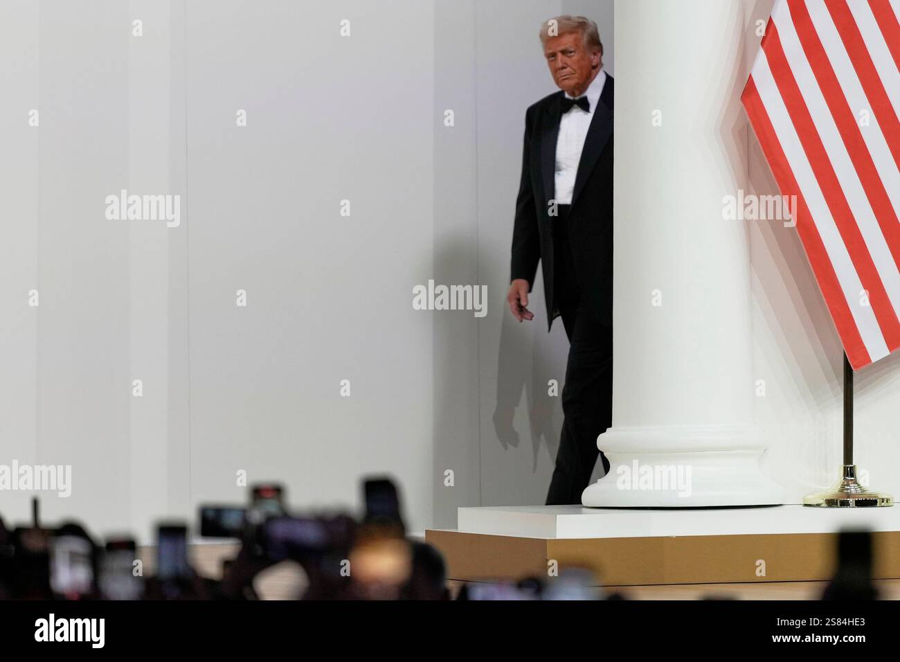 President Donald Trump arrives at the Commander in Chief Ball, part of