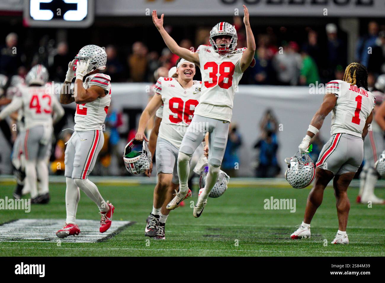 Ohio State place kicker Jayden Fielding celebrates after a field goal