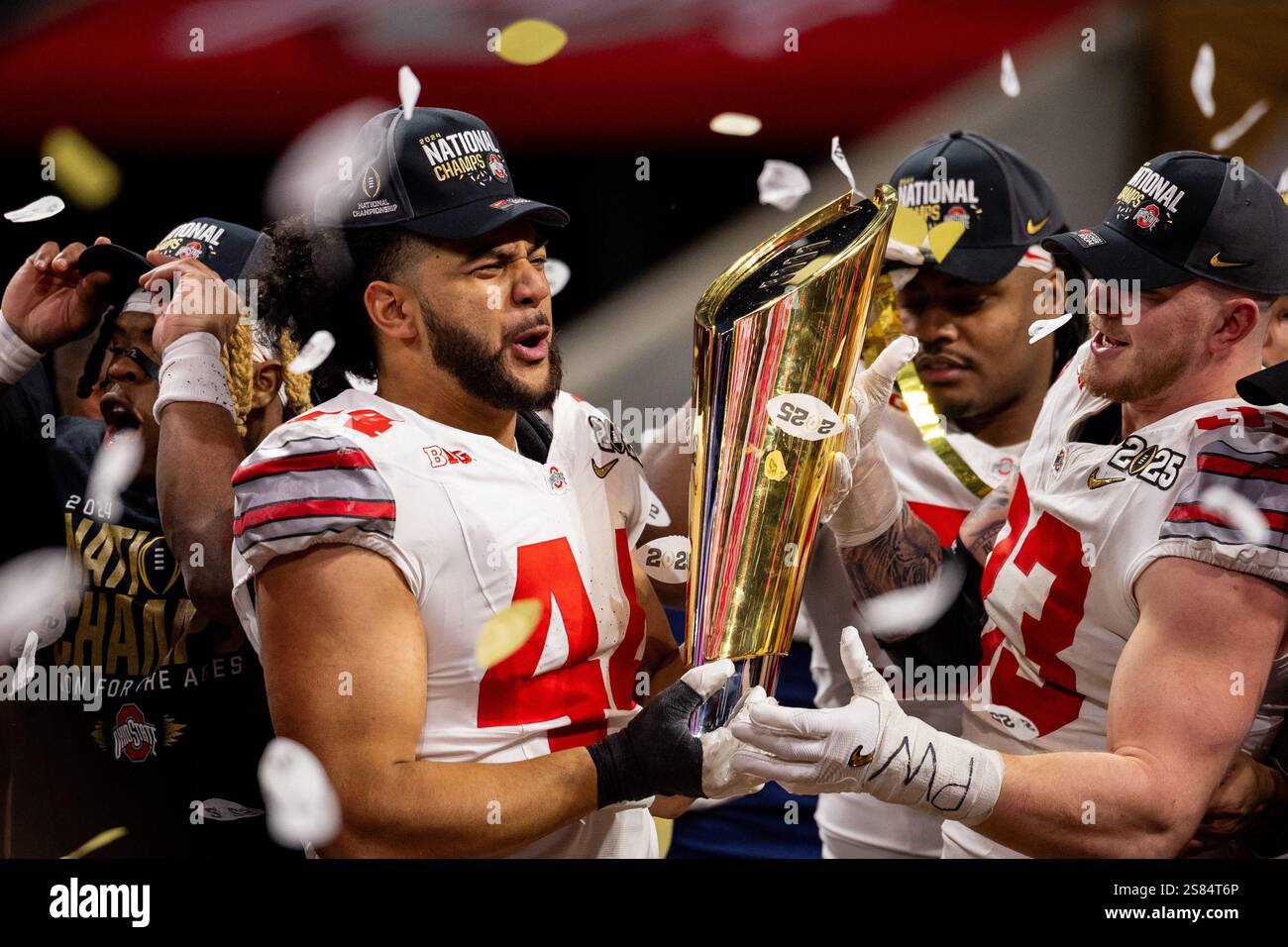January 20, 2025 Ohio State defensive end JT Tuimoloau (44) celebrates
