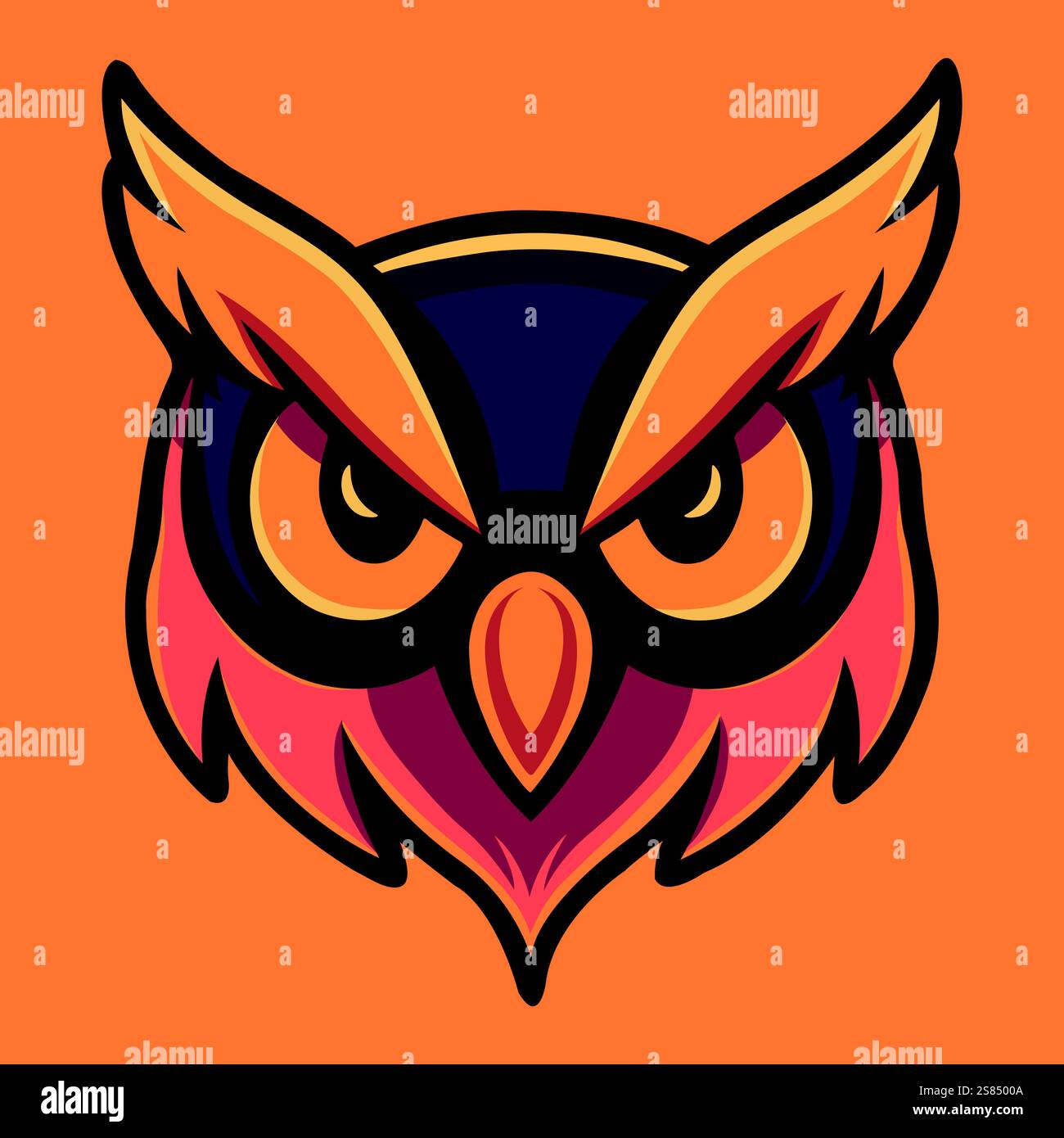 Owl head mascot sports logo vector illustration with isolated ...