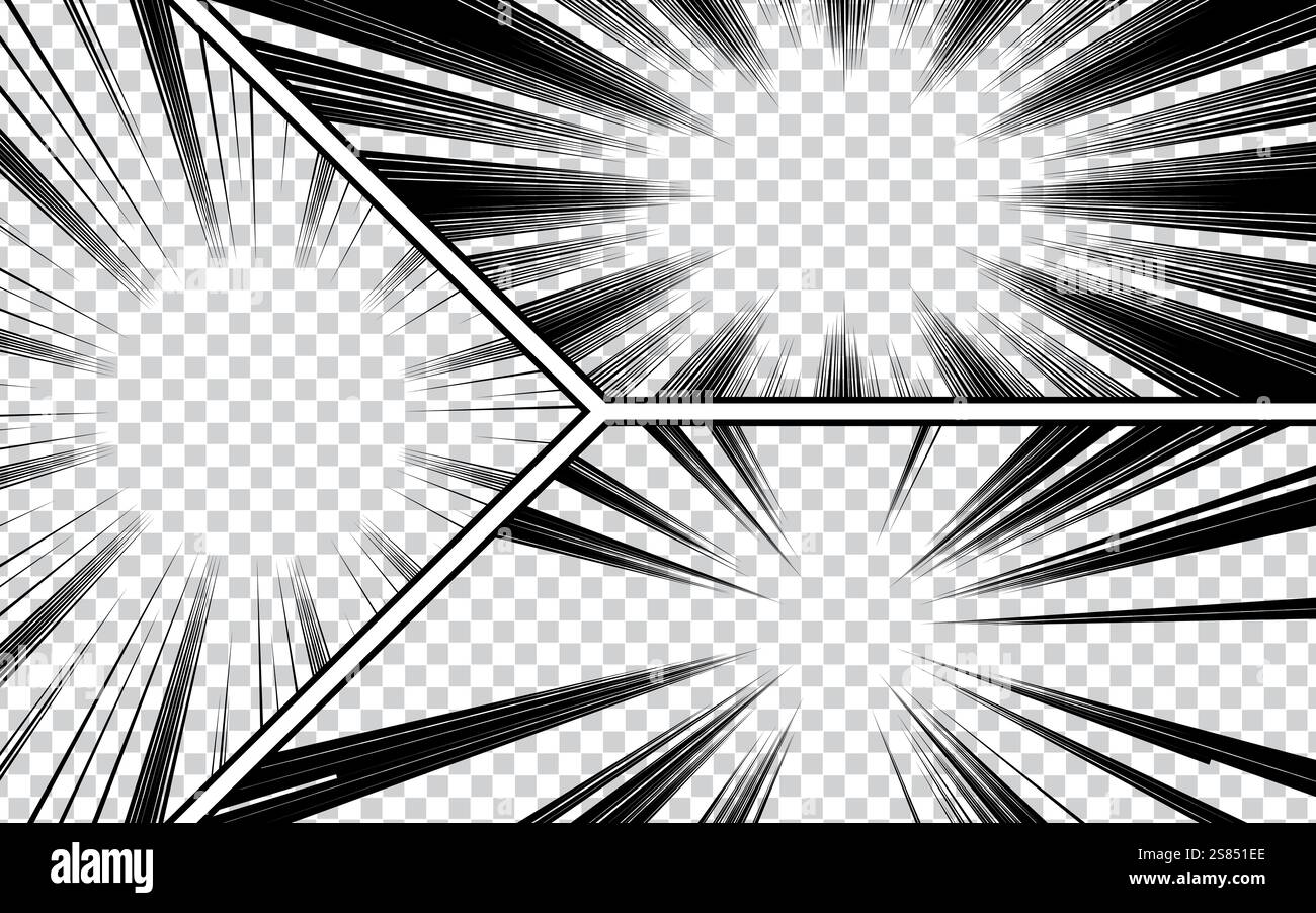 Comic book page background with radial, halftone effects and rays in ...